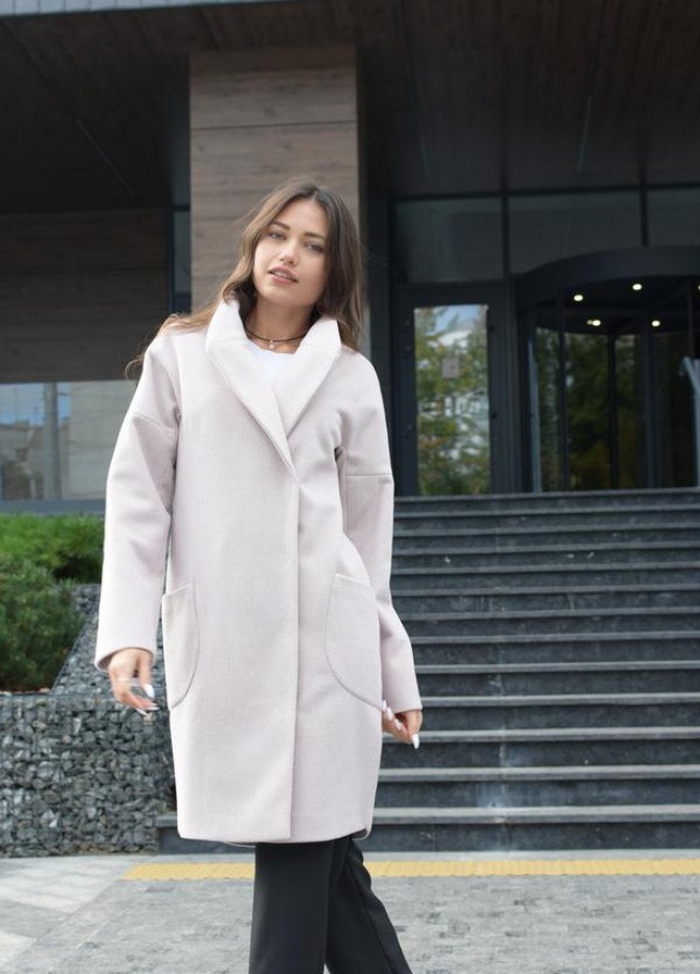 Світло-бежеве демісезонне Пальто вільного крою жіноча 043 однотонний кашемір бежевий Актуаль