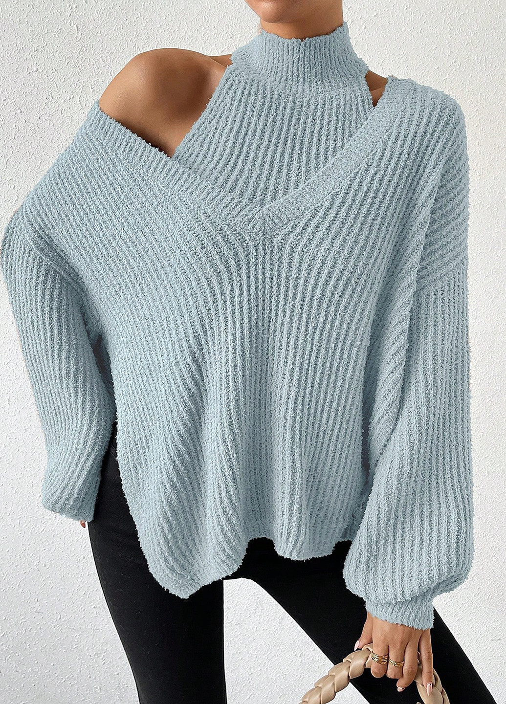 Сіро-голубий демісезонний комплект (светр, топ) SHEIN