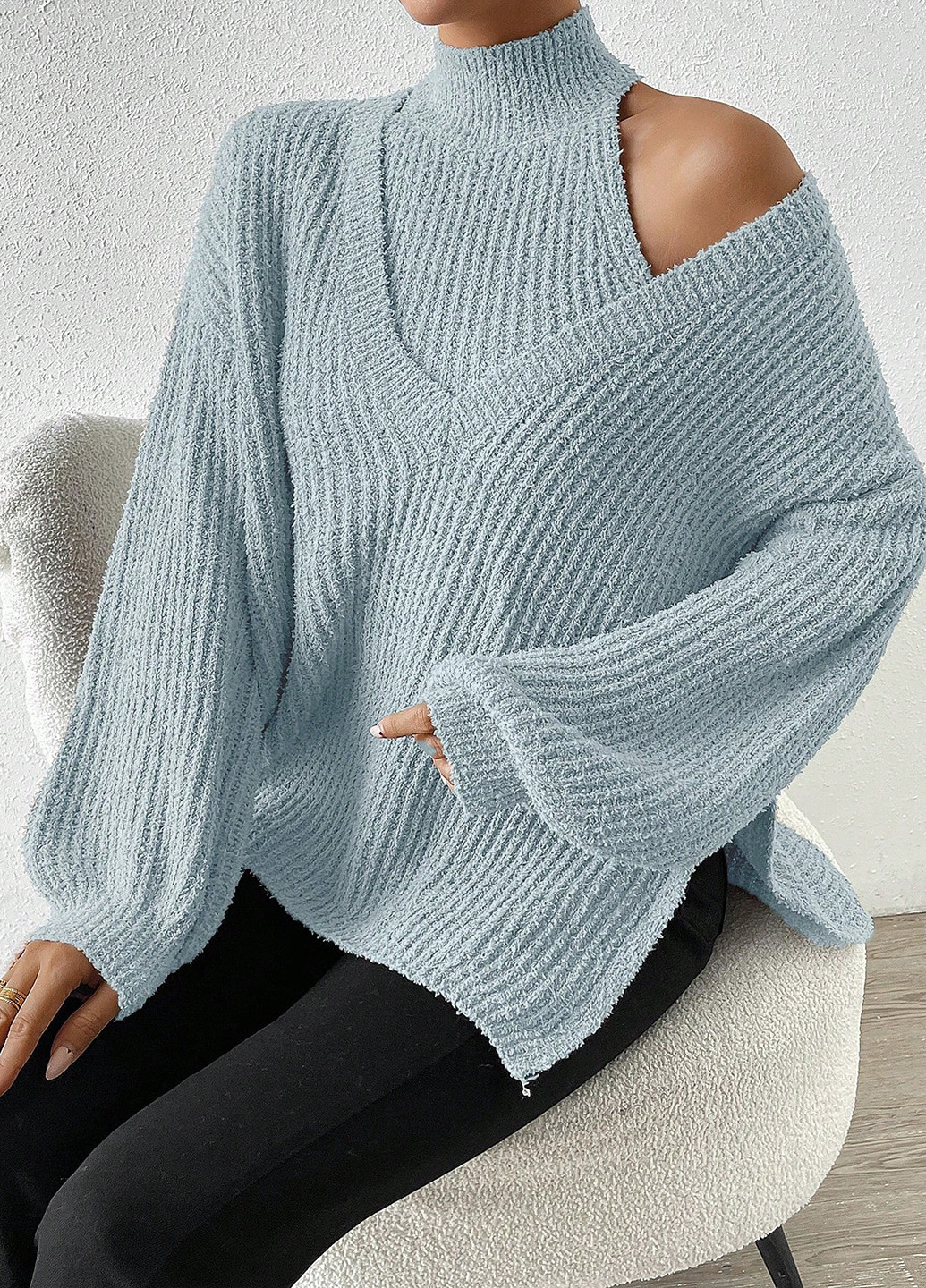 Сіро-голубий демісезонний комплект (светр, топ) SHEIN