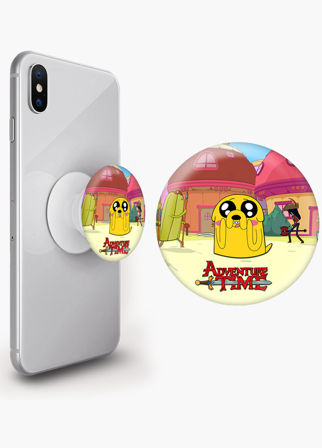 Попсокет (Popsockets) держатель для смартфона Джейк пес (Jake the dog) (8754-1577) Черный MobiPrint (216748388)