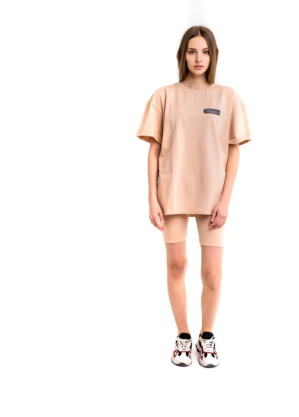 Футболка Comfort жіноча Oversize з принтом Дивись бежева Intruder - (233042602)