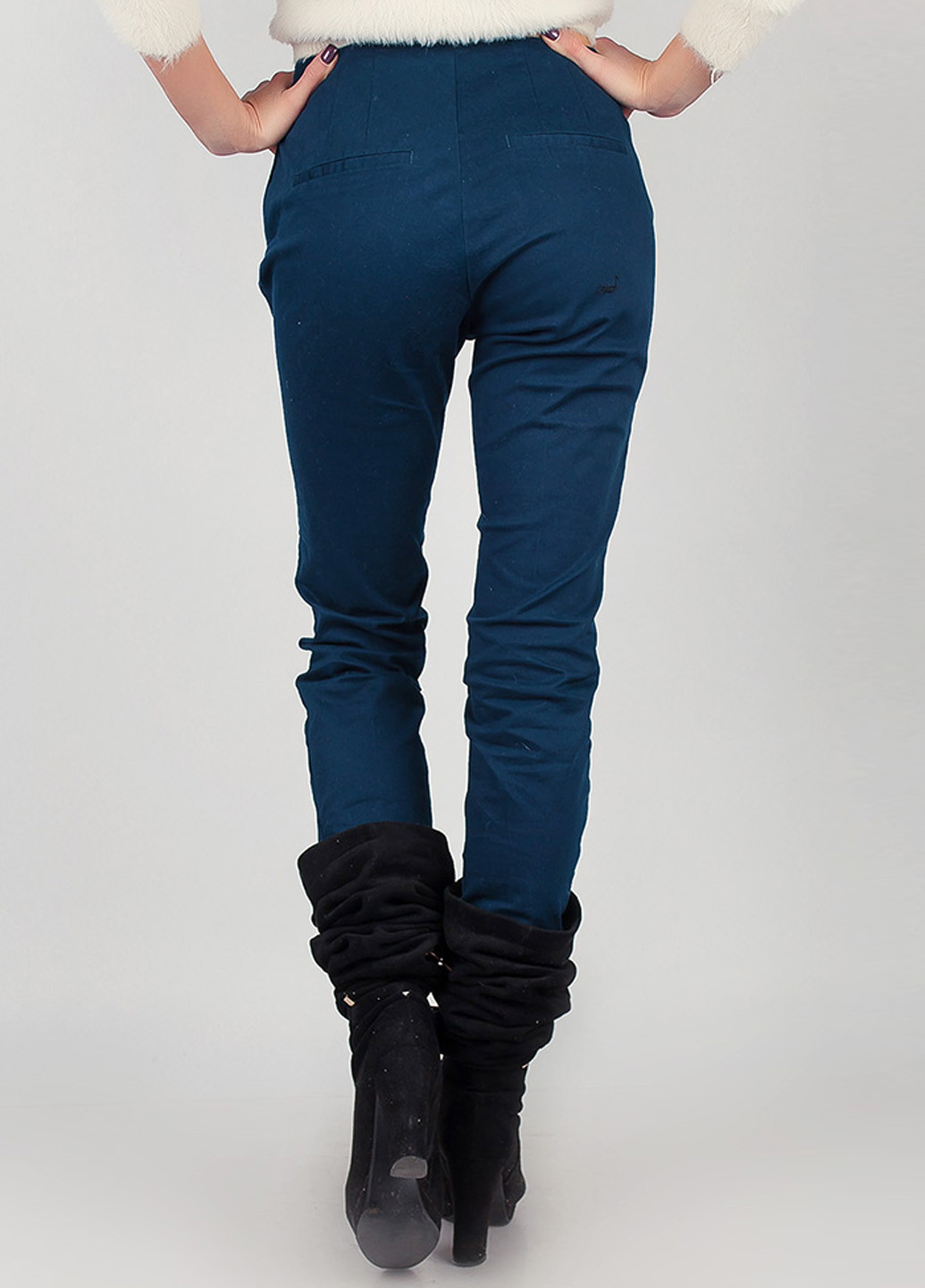 Темно-синие кэжуал демисезонные зауженные брюки Time of Style