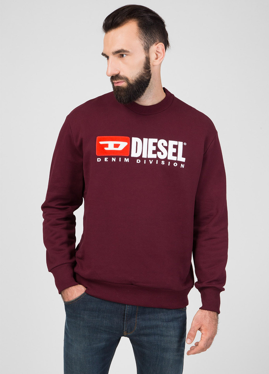 Світшот Diesel - Прямий крій напис бордовий кежуал бавовна - (183783676)