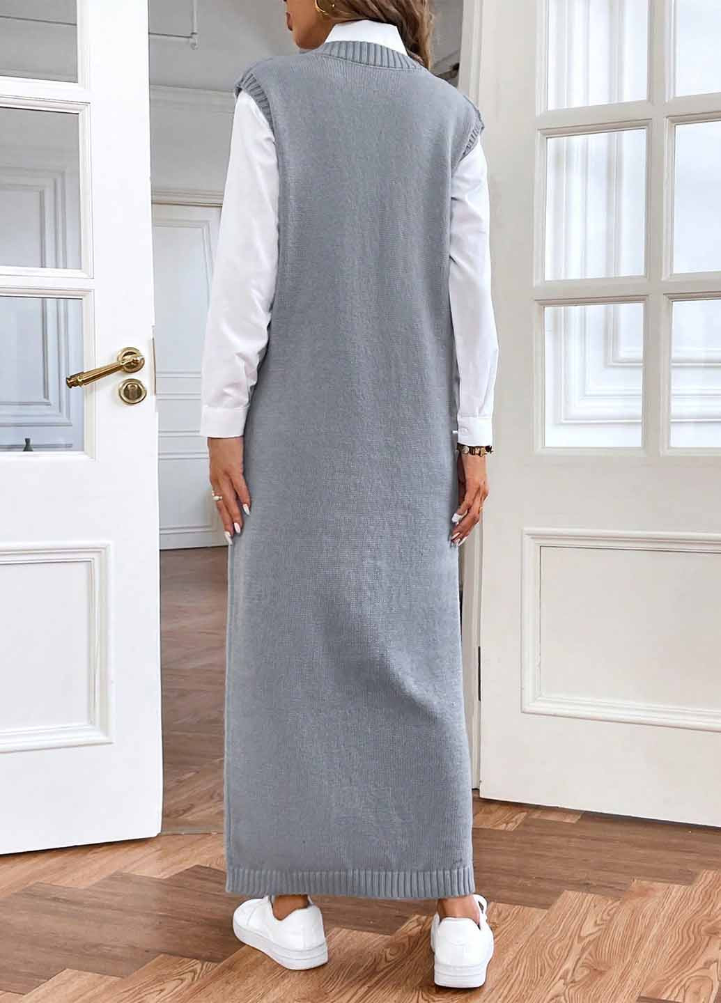 Серое кэжуал платье SHEIN однотонное