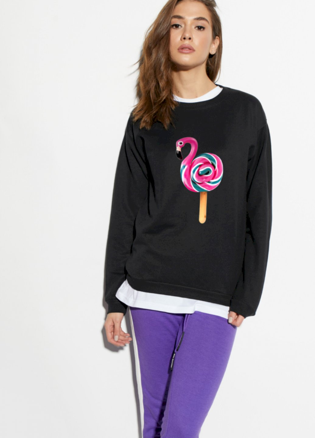 Чорний світшот жіночий /no flis/ YAPPI малюнок (251467729)