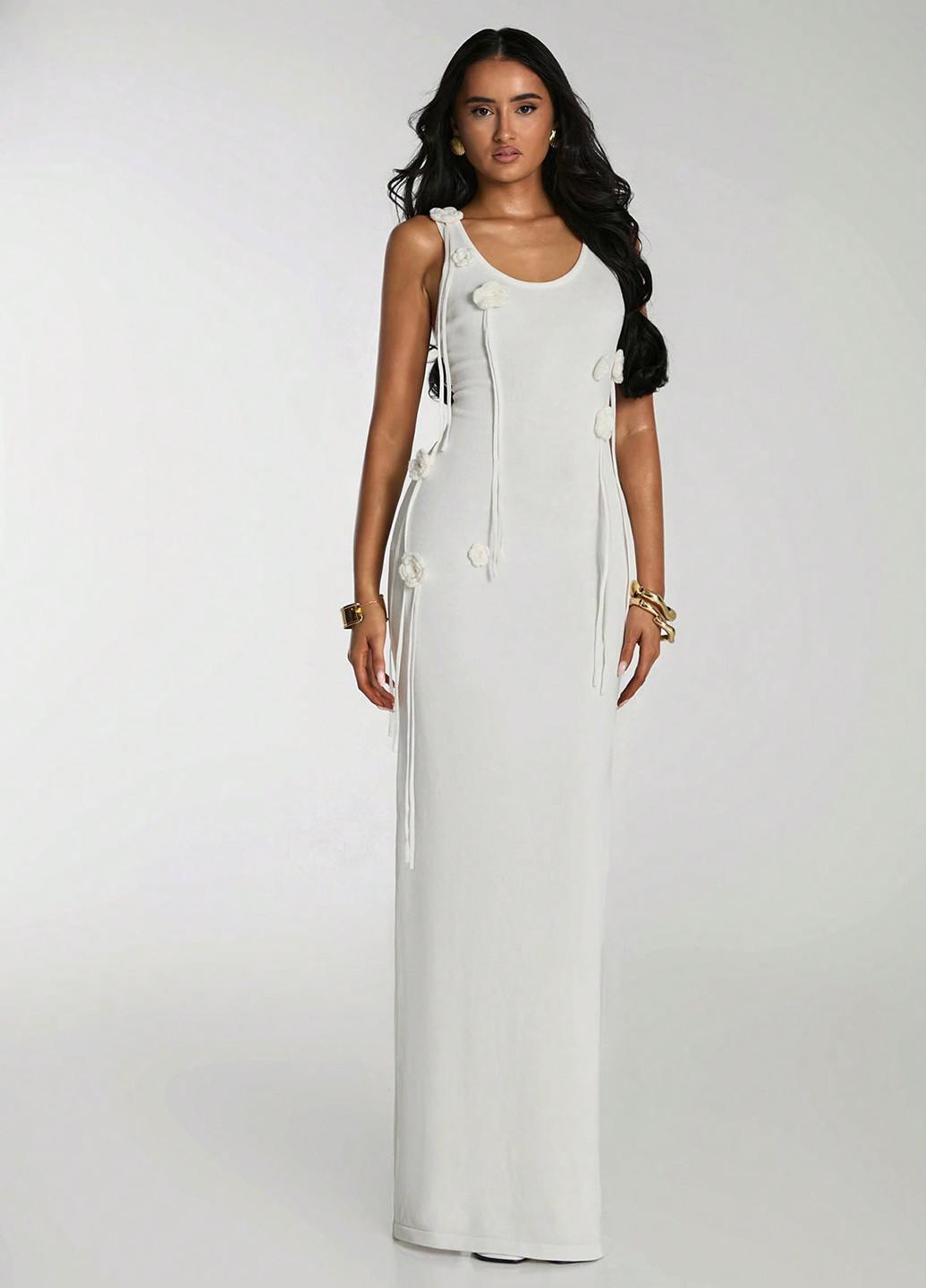 Белое вечернее платье силуэтная, платье-майка, с открытой спиной SHEIN однотонное