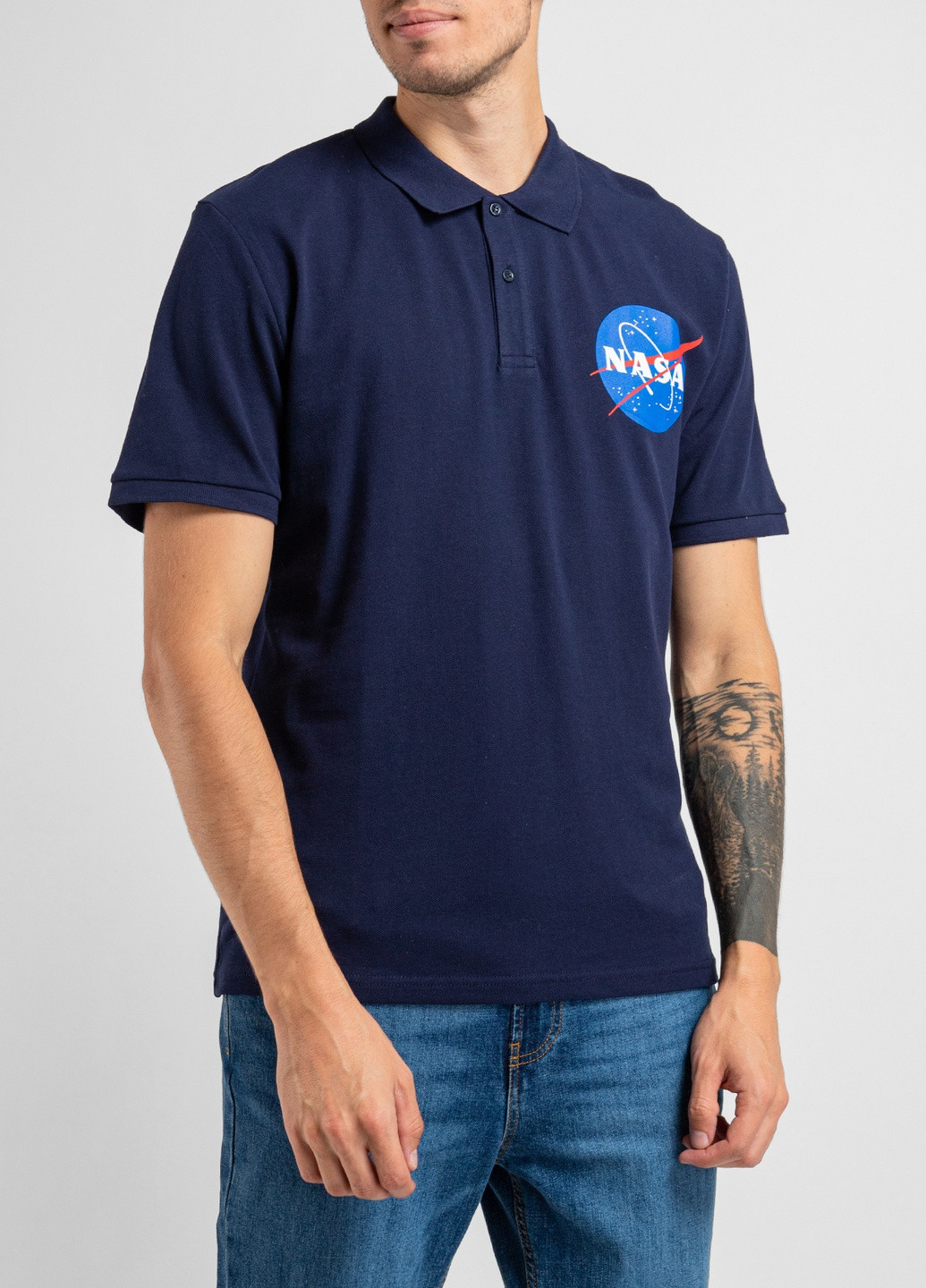 Темно-синя чорна футболка-поло з логотипом Nasa