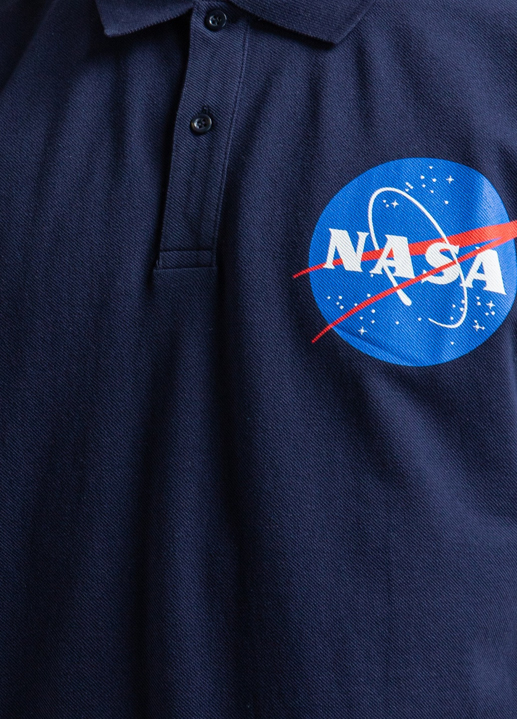 Темно-синяя черная футболка-поло с логотипом Nasa