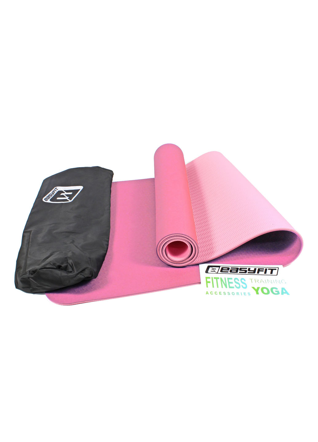 Коврик для йоги TPE+TC ECO-Friendly 6 мм розовый - светло-розовый (мат-каремат спортивный, йогамат для фитнеса) EasyFit (237596299)