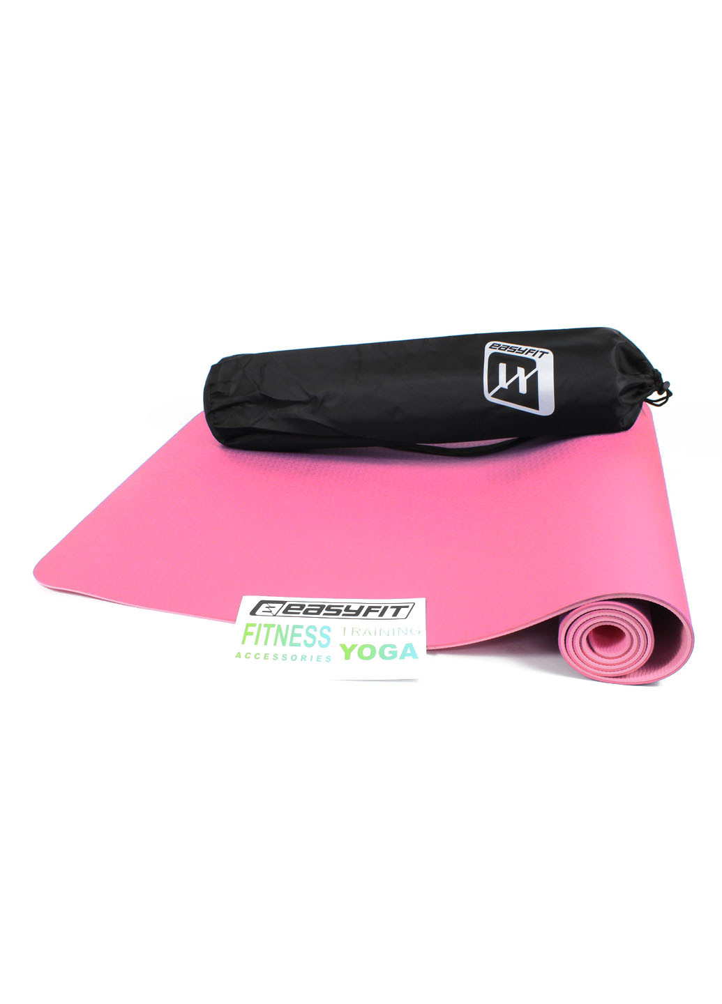 Килимок для йоги TPE + TC ECO-Friendly 6 мм рожевий - світло-рожевий (мат-каремат спортивний, йогамат для фітнесу) EasyFit (237596299)