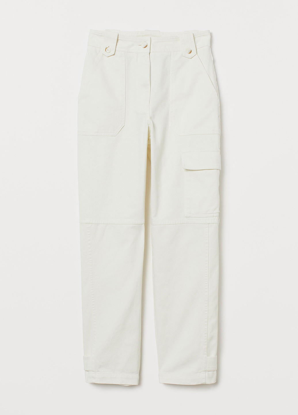 Белые джинсовые демисезонные прямые брюки H&M
