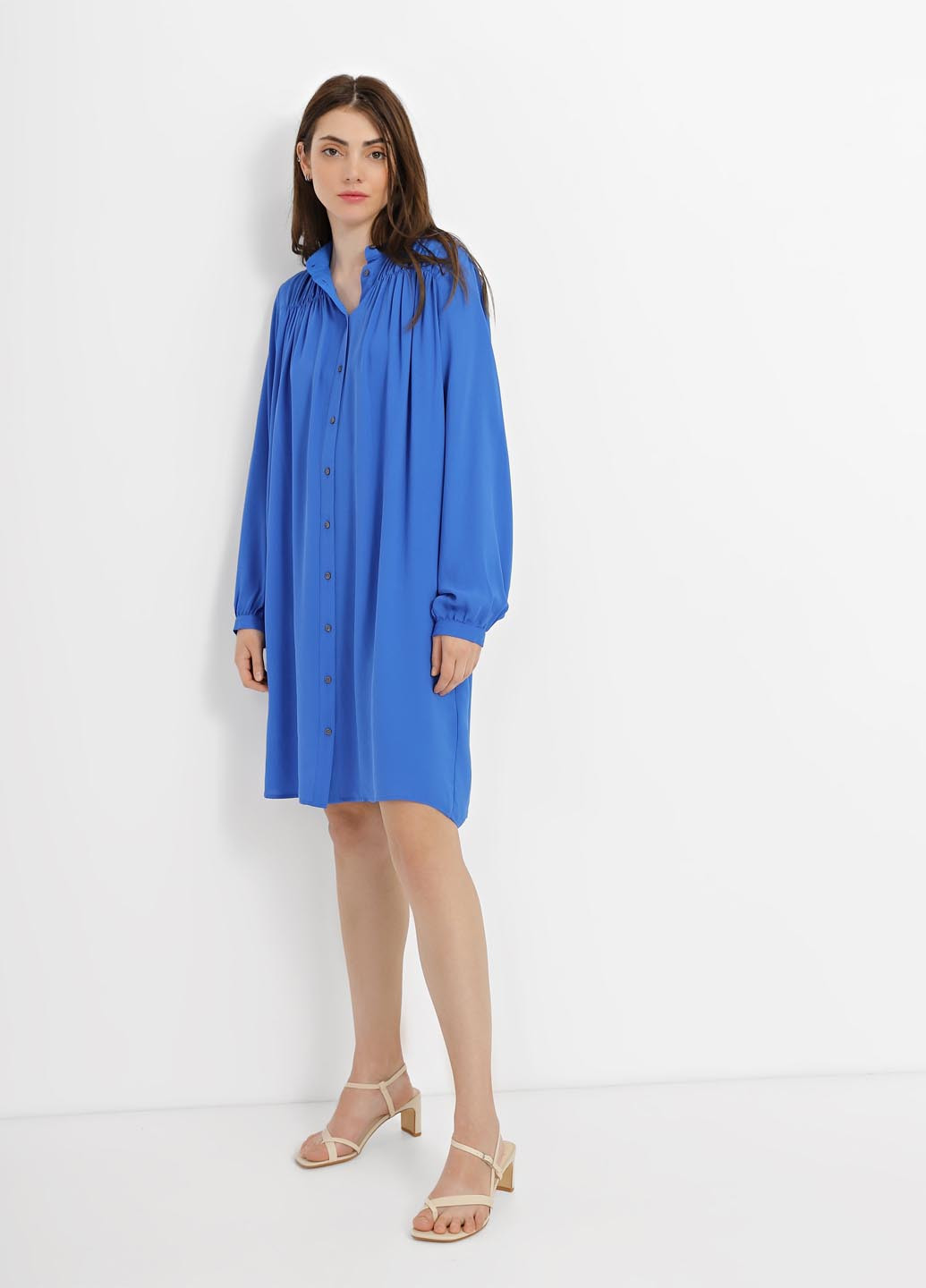 Синее кэжуал платье клеш, рубашка Marc O'Polo однотонное