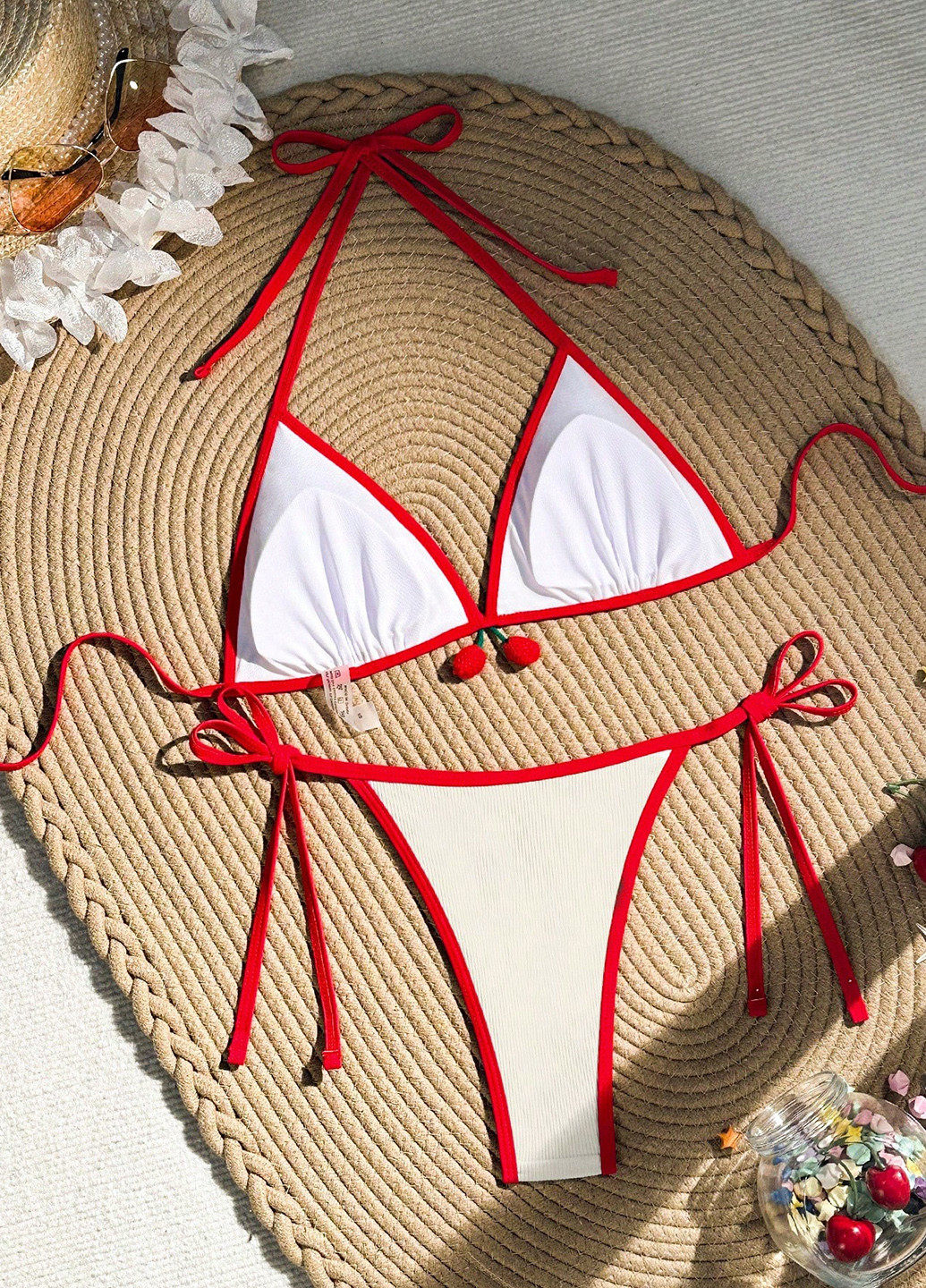 Кремовий літній купальник (ліф, трусики) бікіні, роздільний SHEIN