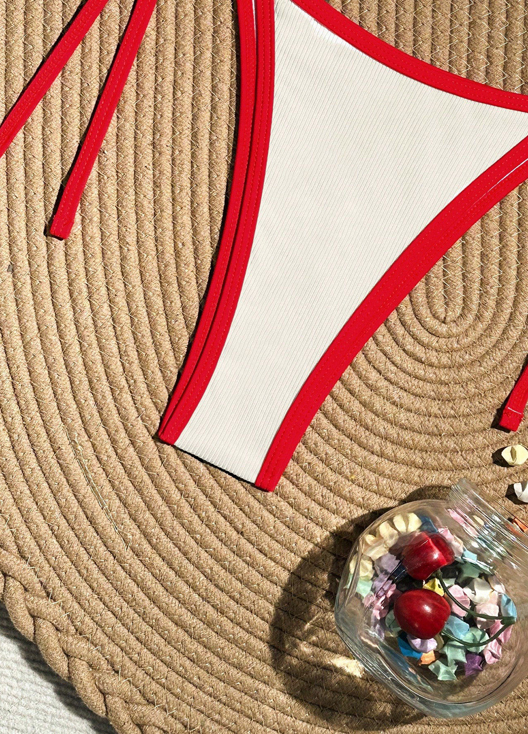 Кремовий літній купальник (ліф, трусики) бікіні, роздільний SHEIN