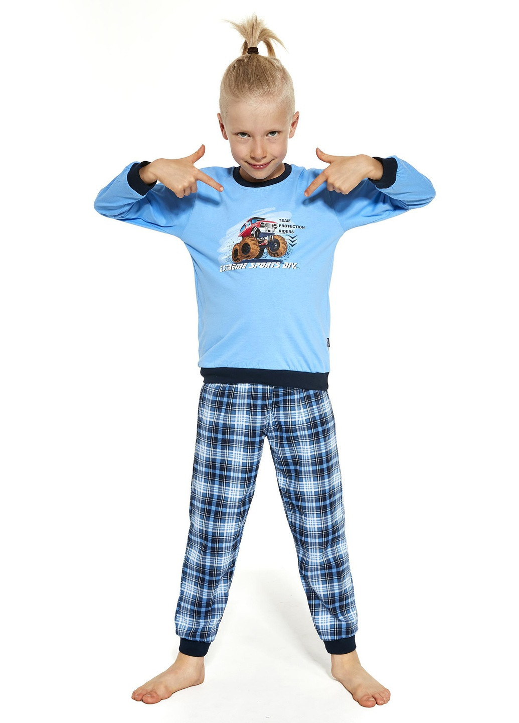 Синяя всесезон пижама для мальчиков 116 extreme 593-21 свитшот + брюки Cornette