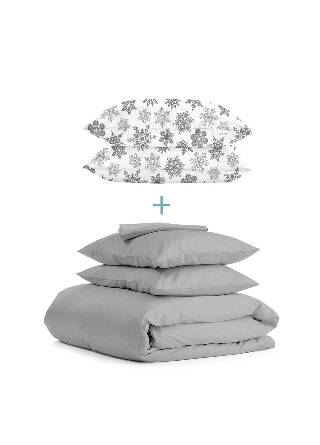 Комплект полуторного постельного белья RANFORS GREY SNOWFLAKES GREY Grey (2 наволочки 50х70 в подарок) Cosas (251281476)