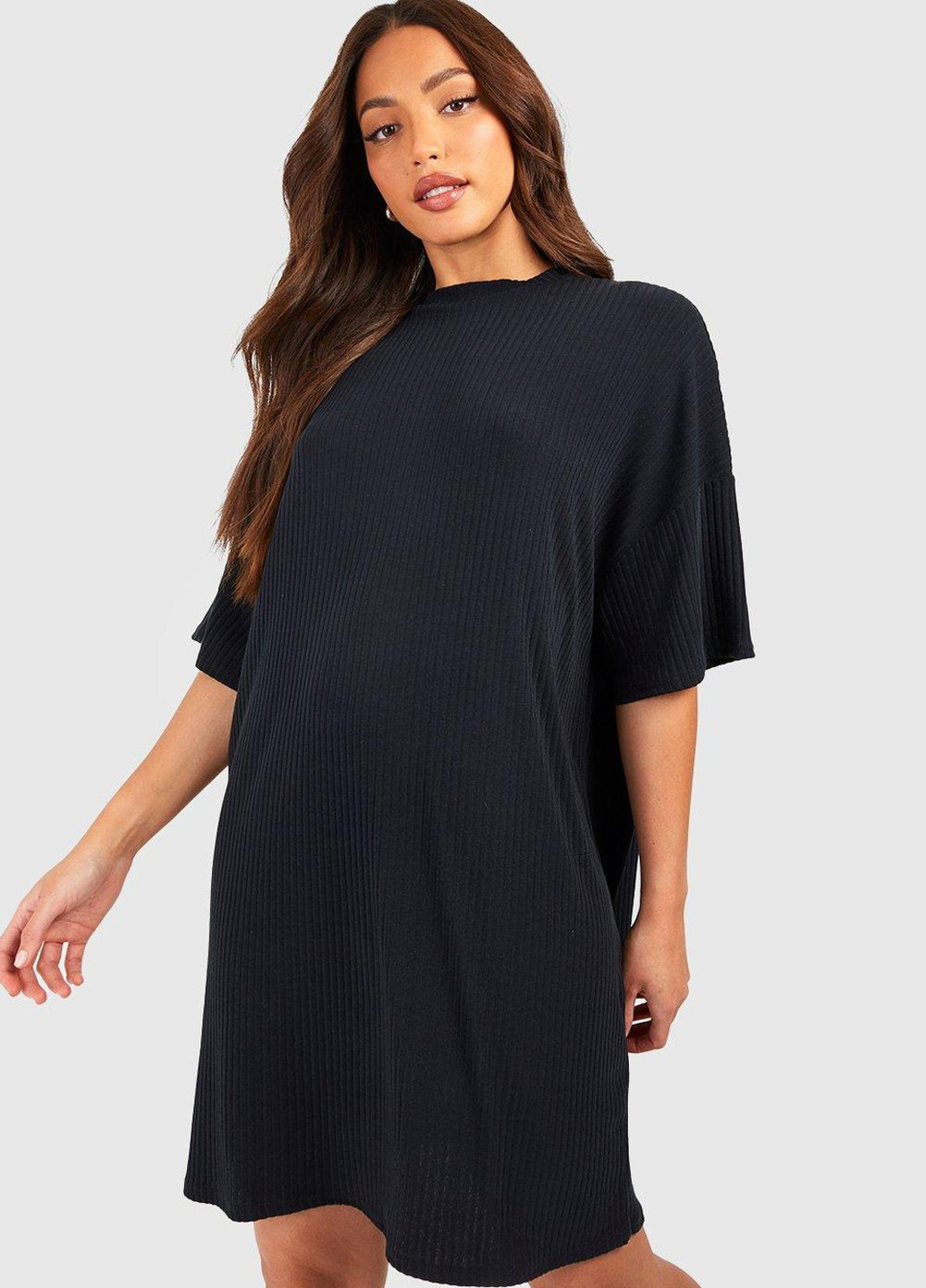 Черное кэжуал платье платье-футболка Boohoo однотонное