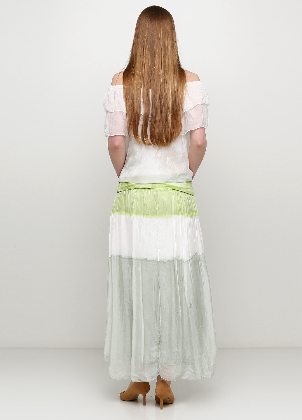 Салатовая кэжуал с абстрактным узором юбка Made in Italy клешированная