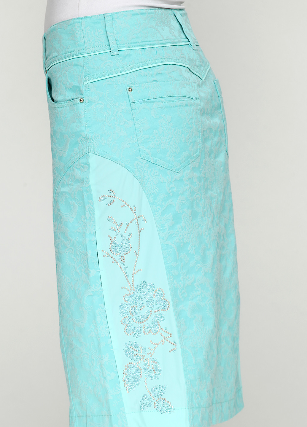 Бирюзовая кэжуал фактурная юбка Sassofono со средней талией