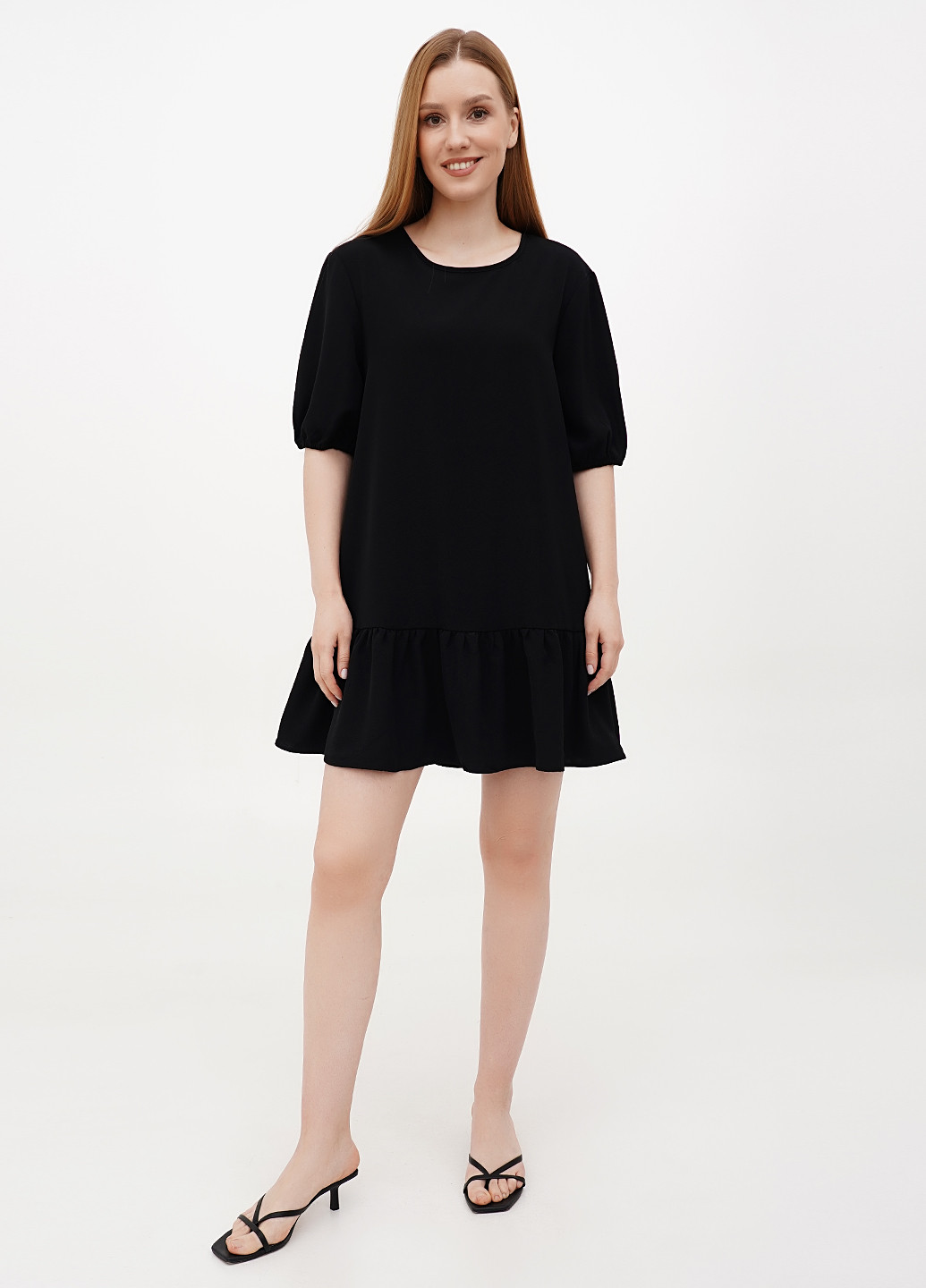 Чорна кежуал сукня кльош, оверсайз House однотонна