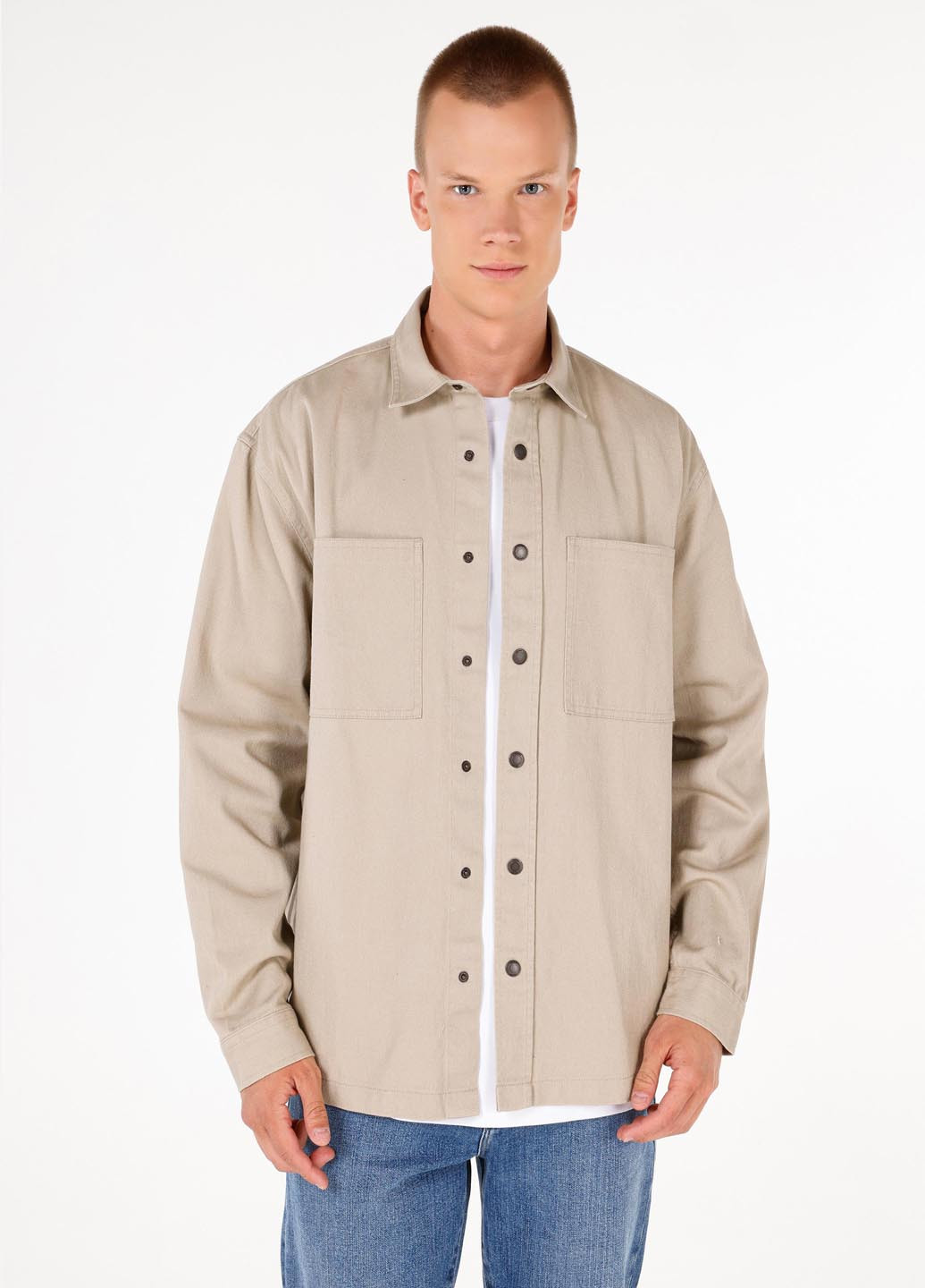 Бежевая кэжуал рубашка однотонная Colin's