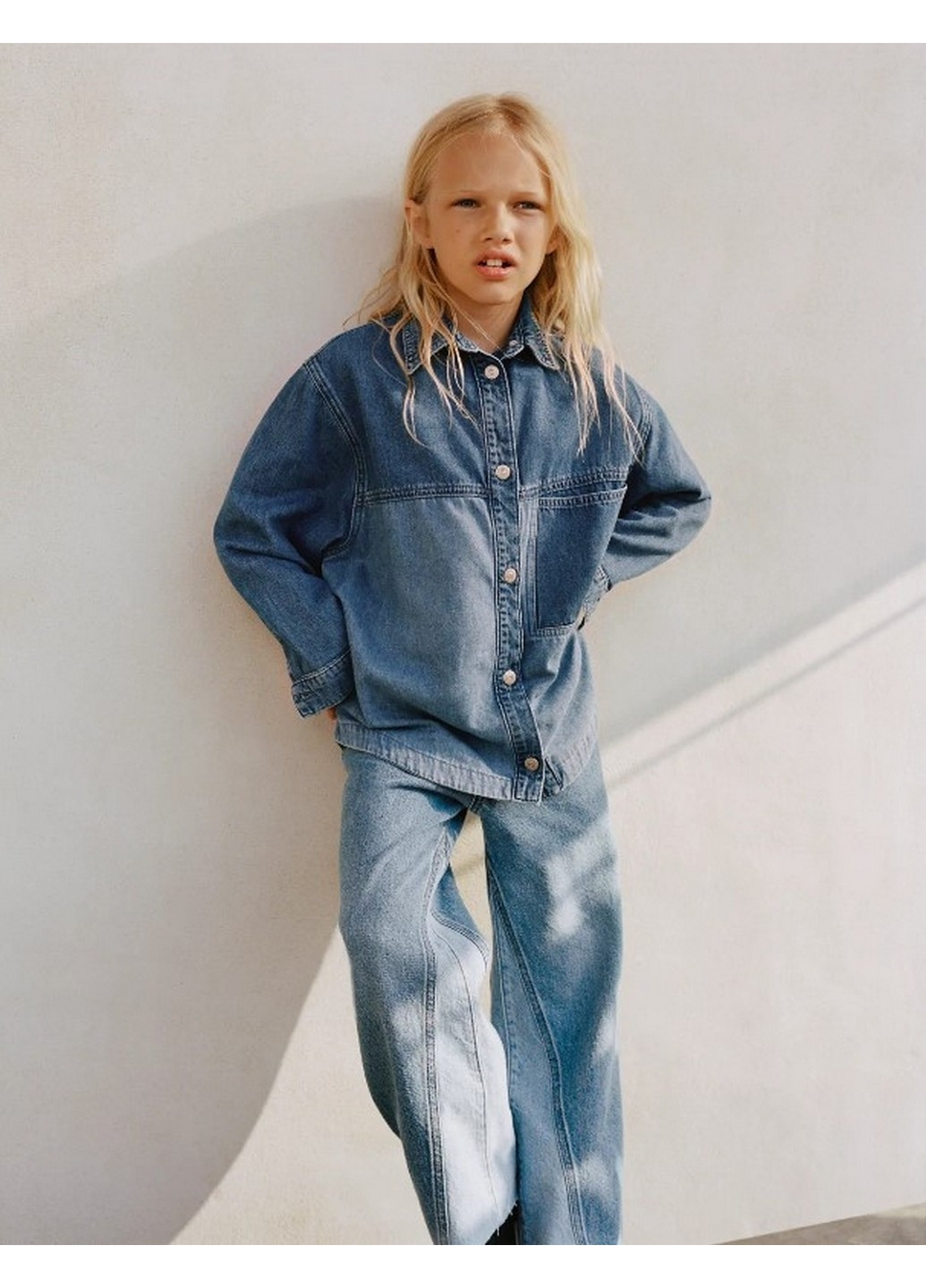 Синие демисезонные джинсы палаццо на девочку Zara