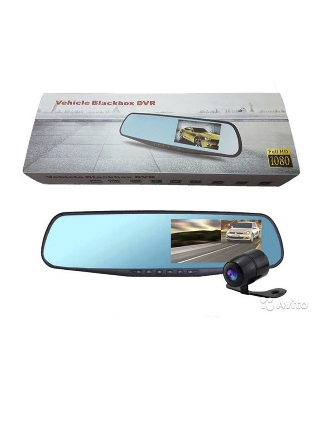 Автомобільне дзеркало відеореєстратор для машини на 2 камери VEHICLE BLACKBOX DVR 1080p камерою заднього виду XO (253274525)