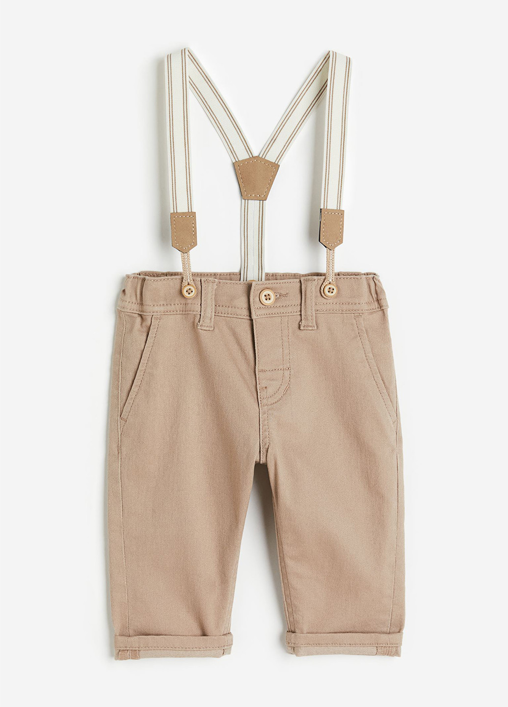 Темно-бежевые кэжуал демисезонные брюки прямые H&M