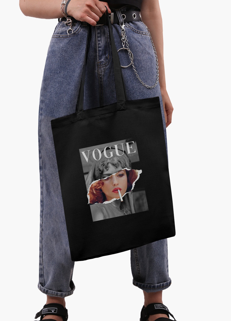 Еко сумка шоппер черная Ренессанс Моника Беллуччи (Renaissance Monica Bellucci) (9227-1588-BK) MobiPrint (236390008)