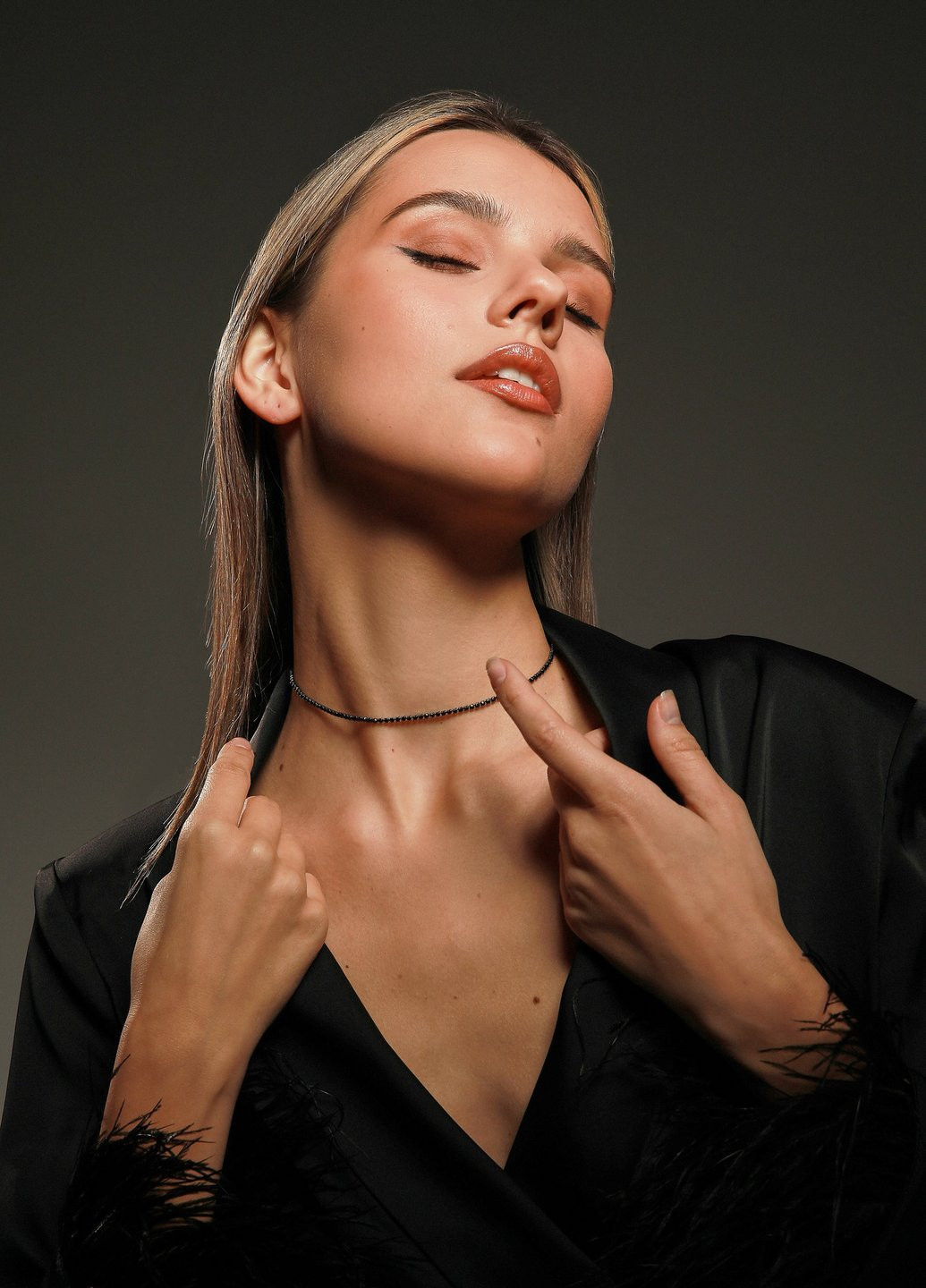 Черный чокер со стразами Gepur сталь (256384175)