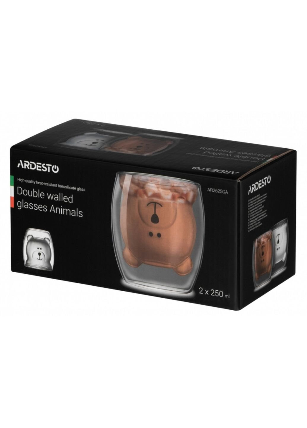 Набір склянок із подвійним дном Animals AR-2625-GA 250 мл 2 шт Ardesto (253618300)