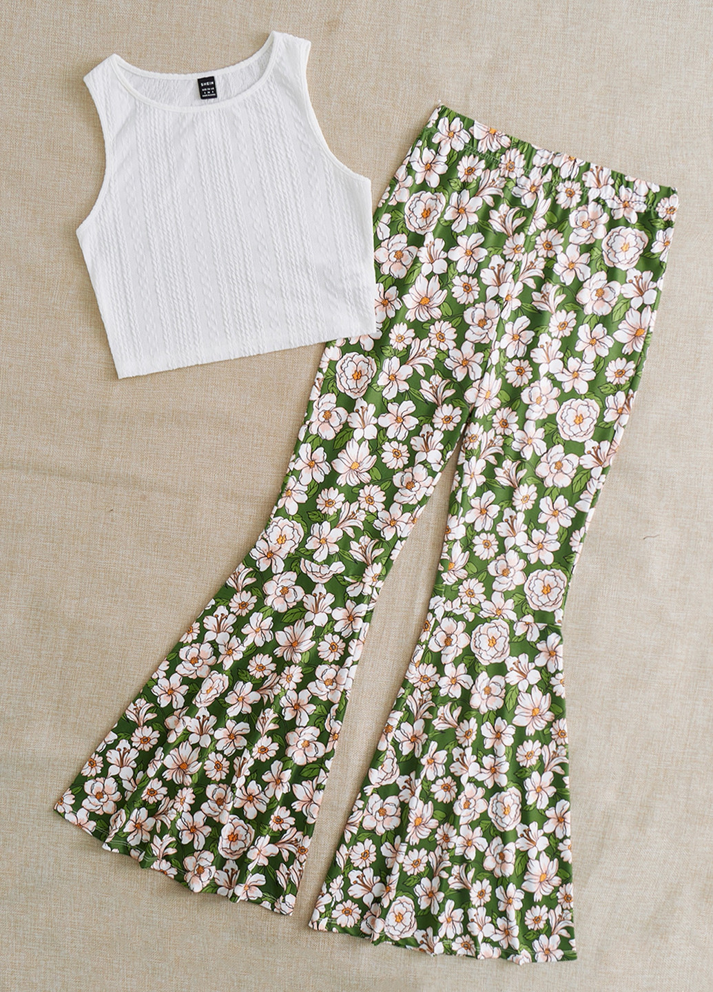 Комбинированный летний костюм (топ, брюки) SHEIN