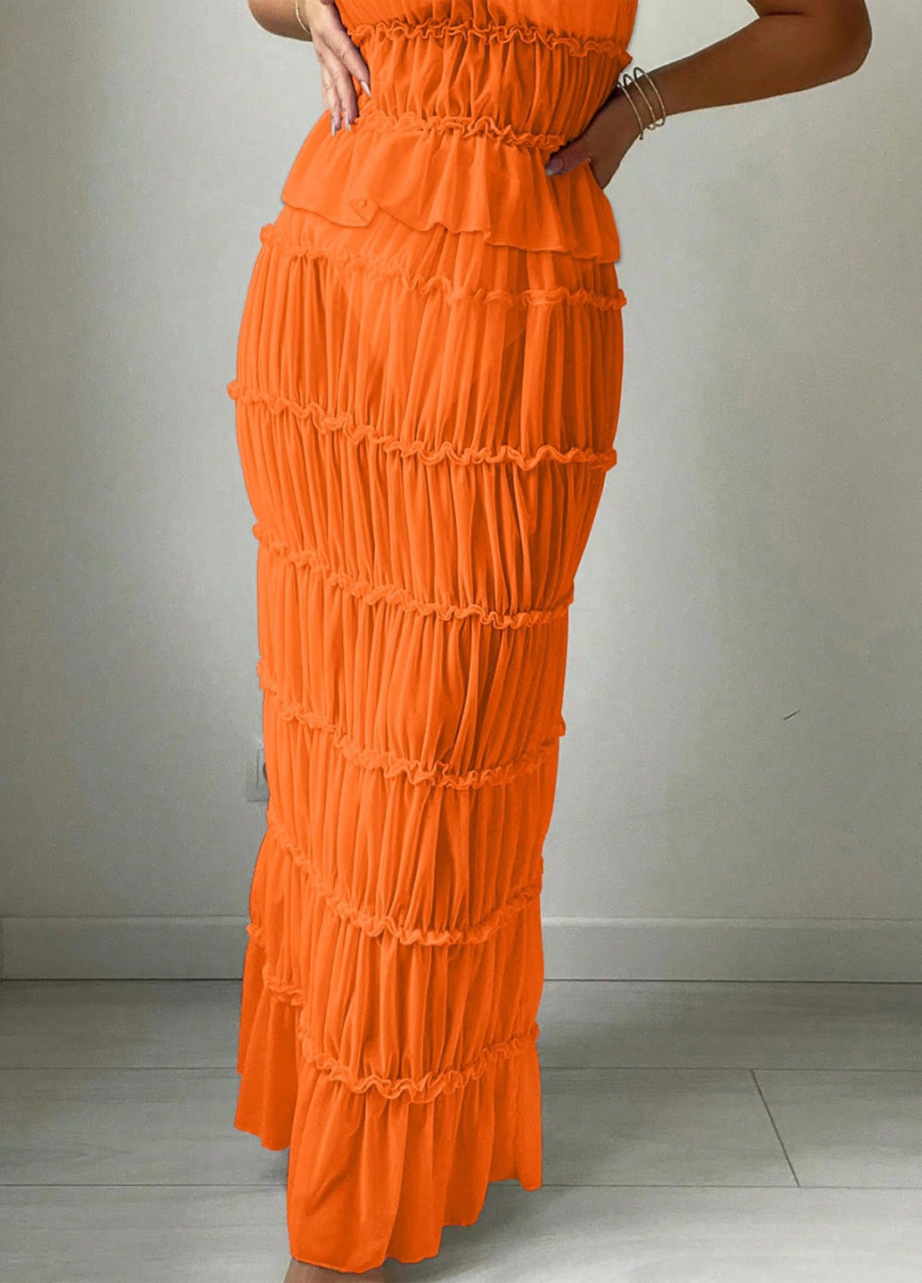 Оранжевая пляжный однотонная юбка SHEIN а-силуэта (трапеция)