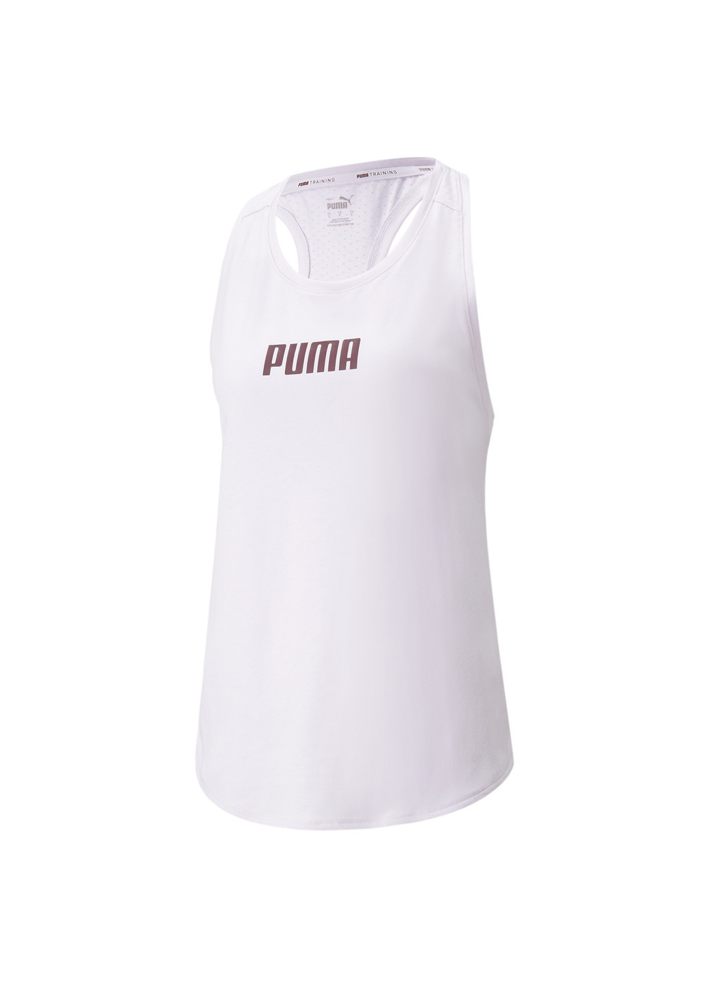 Майка Logo Women's Training Tank Top Puma однотонный пурпурный спортивный хлопок, полиэстер, вискоза