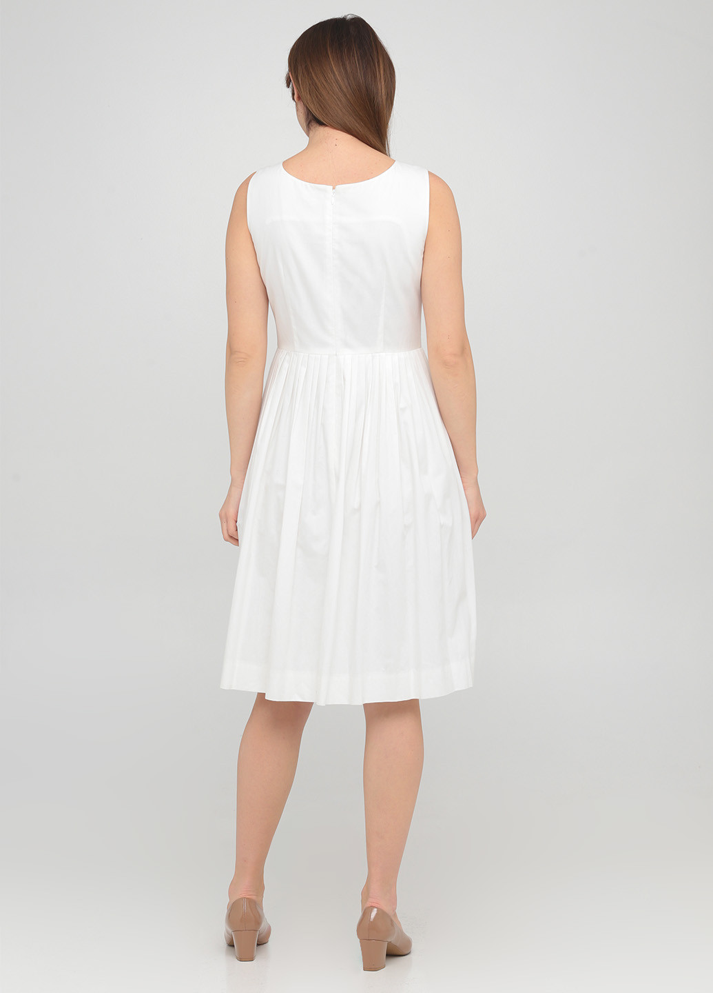 Молочное кэжуал платье клеш The J. Peterman Company однотонное
