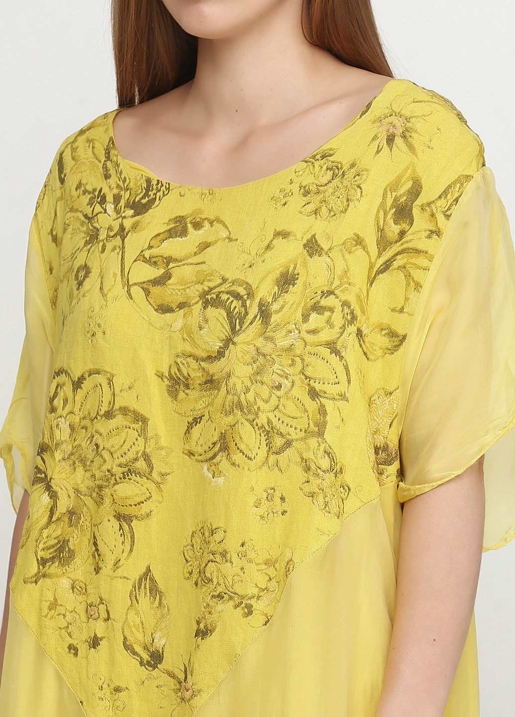 Желтое кэжуал платье оверсайз Naiif с рисунком