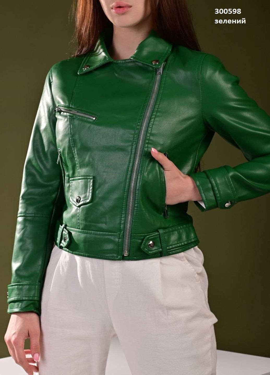 Зеленая демисезонная куртка No Brand