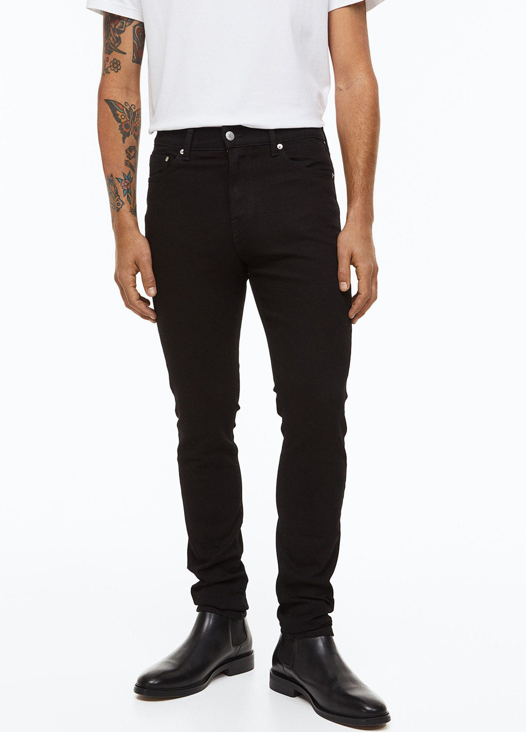 Черные демисезонные зауженные джинсы H&M