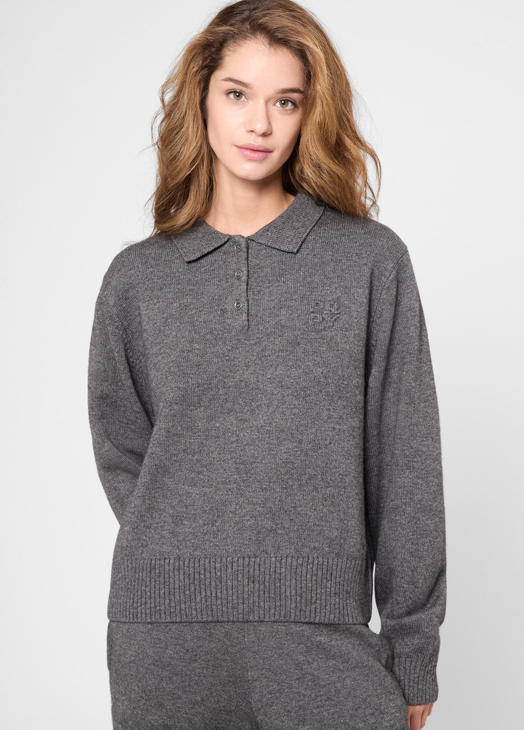 Серая женская футболка-поло PRPY меланжевая