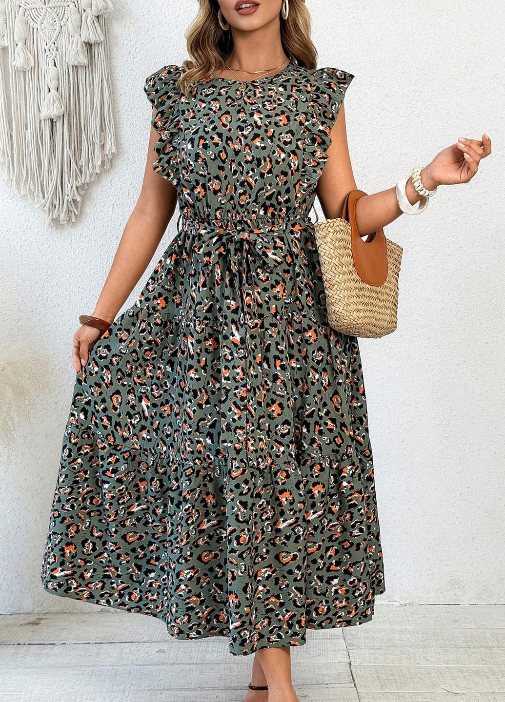 Комбінована кежуал сукня а-силует SHEIN леопардовий