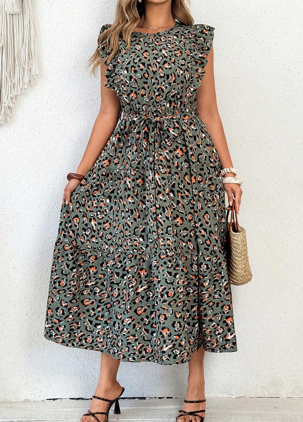 Комбінована кежуал сукня а-силует SHEIN леопардовий