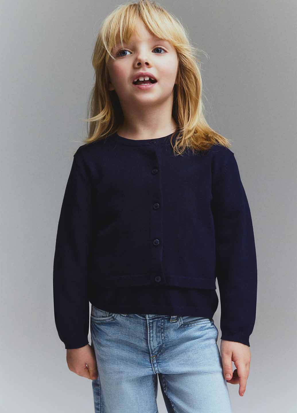 Темно-синий демисезонный комплект (кардиган, футболка) H&M