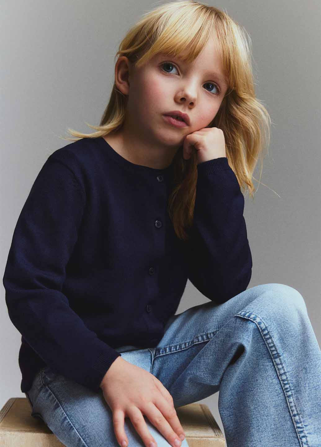 Темно-синий демисезонный комплект (кардиган, футболка) H&M