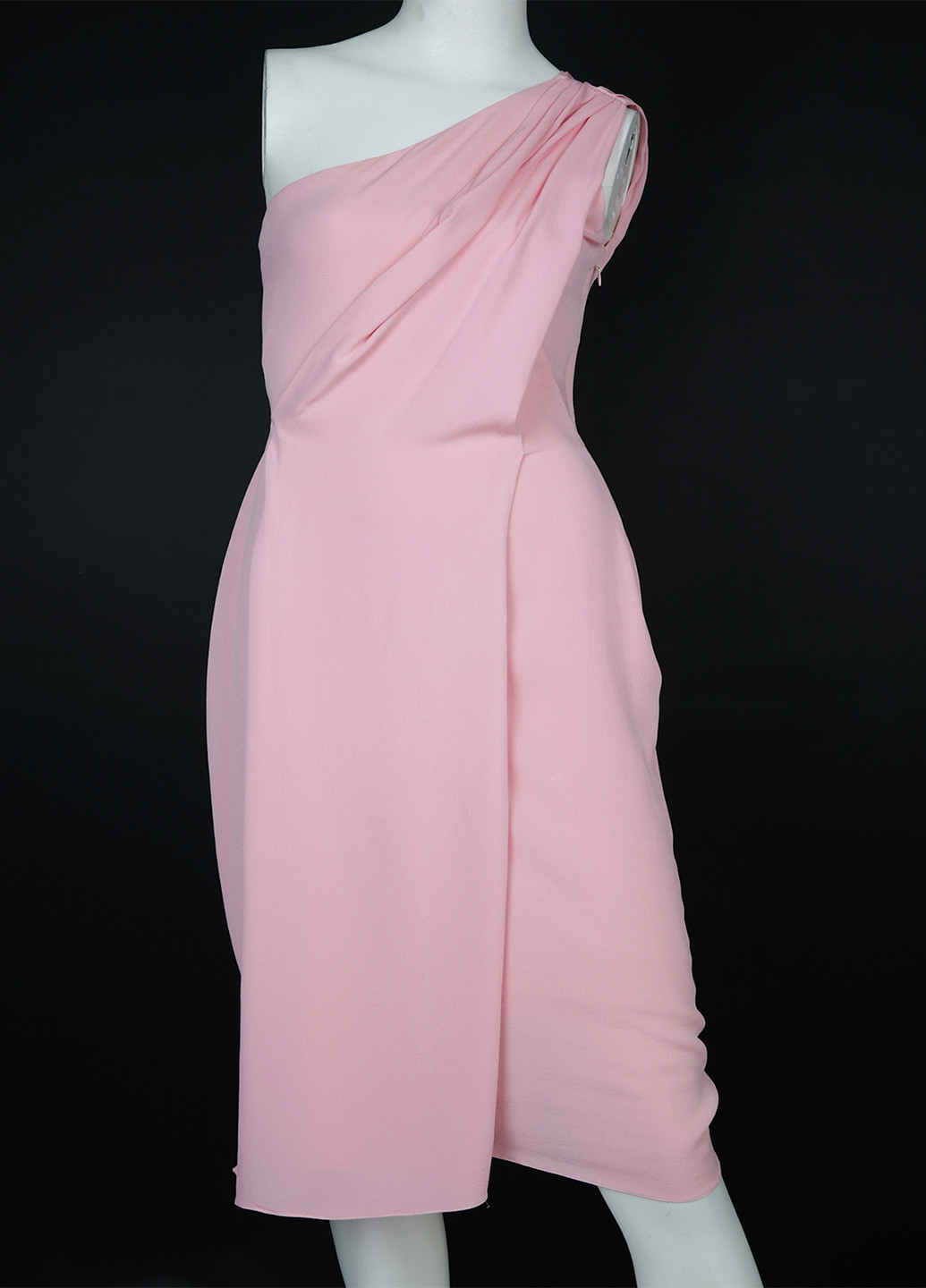Рожева кежуал сукня на одне плече, на запах Ralph Lauren однотонна