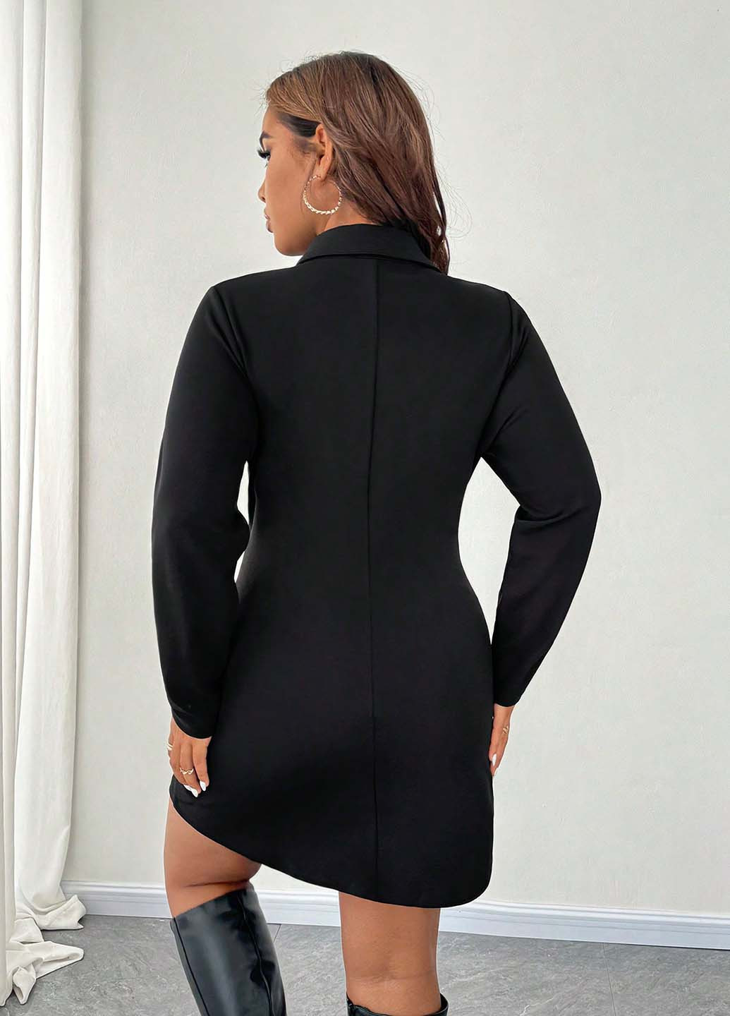 Чорна кежуал сукня сукня-сорочка SHEIN однотонна