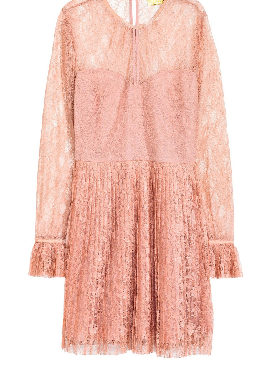 Розовое коктейльное платье H&M с цветочным принтом
