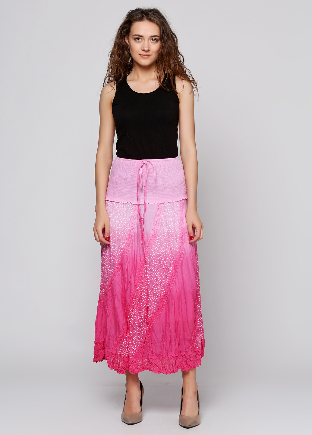 Розовая кэжуал юбка Xiaoji макси
