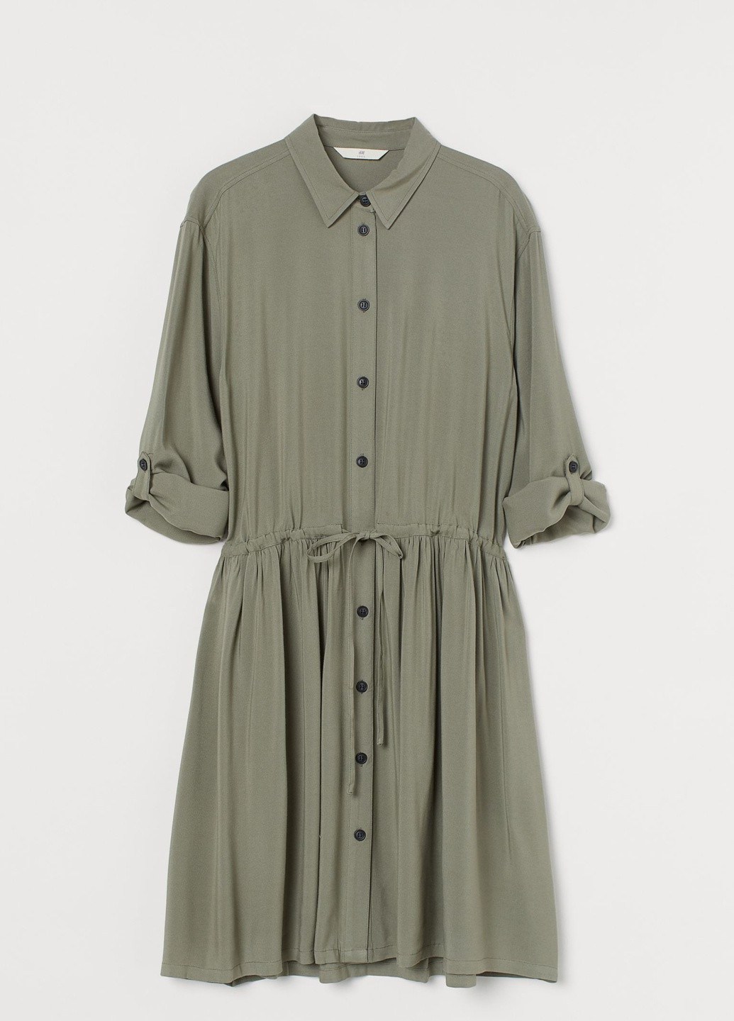 Зеленое кэжуал платье-блузка H&M однотонное