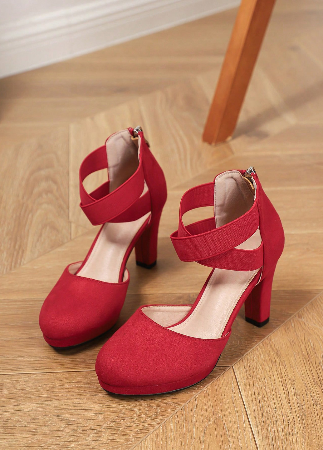 SHEIN Туфлі вишневий з штучна замша, китай — літо (342411875)