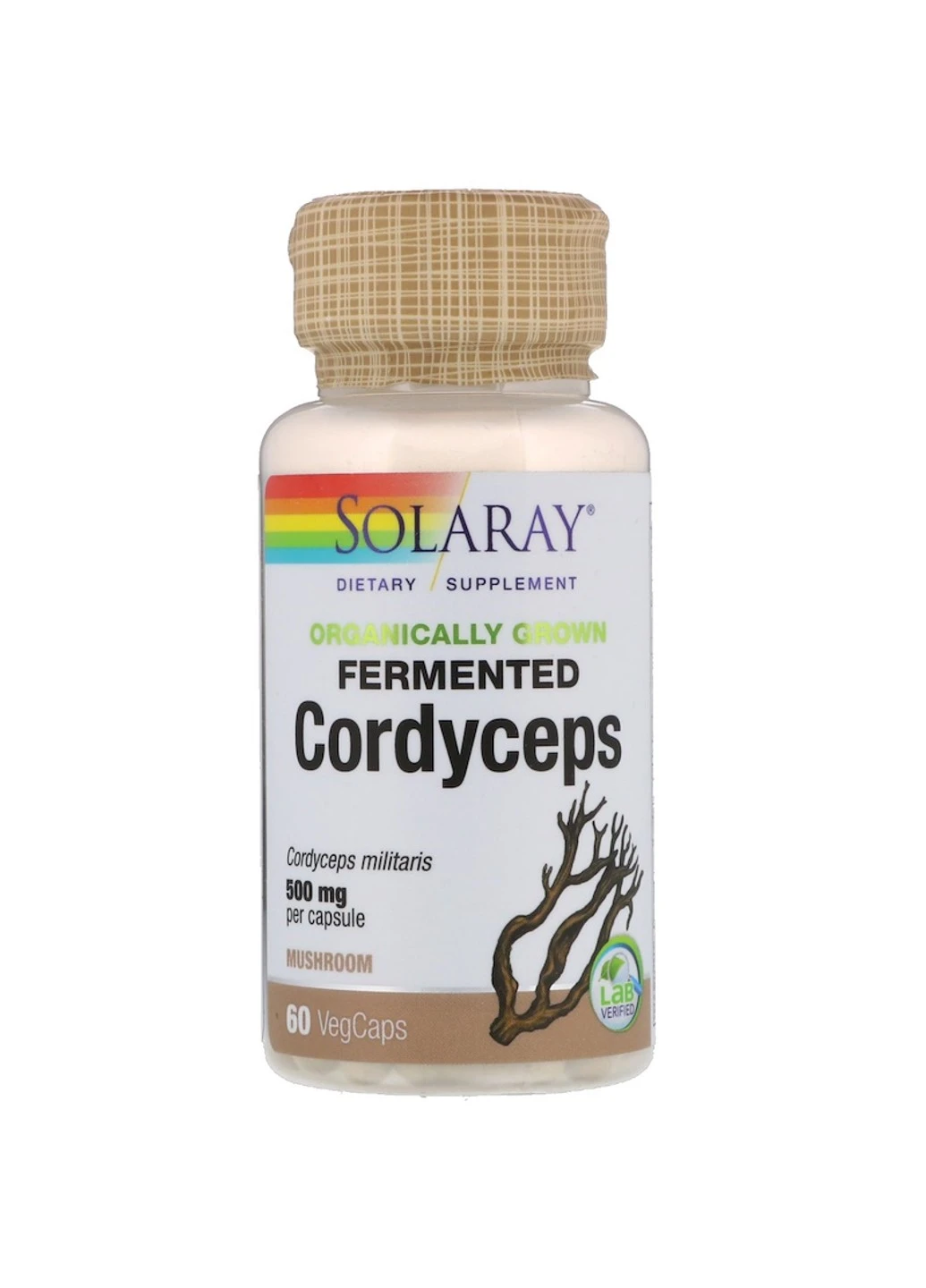 Кордицепс 500 мг, Ферментовані гриби, Organically Grown Fermented Cordyceps,, 60 вегетаріанських капсул Solaray (255407948)